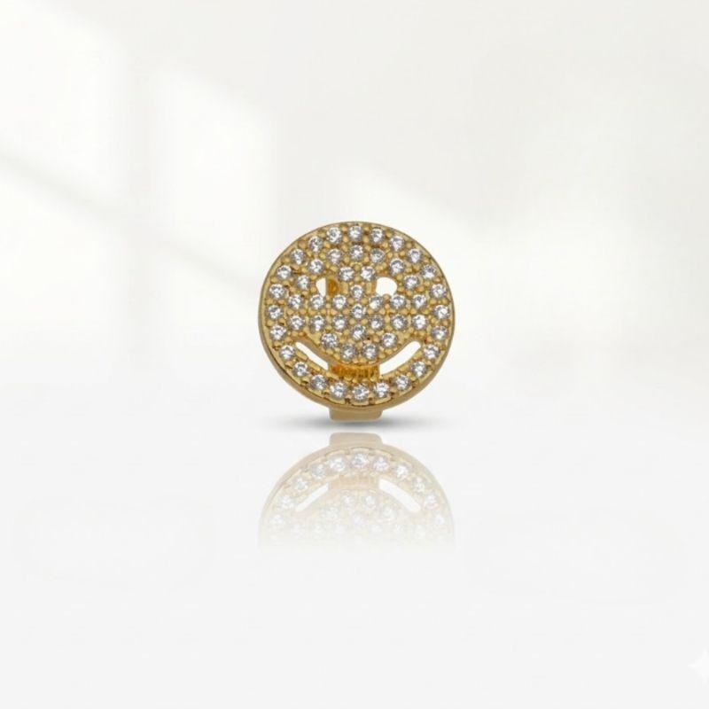 PINGENTE SMILE CRAVEJADO  BANHO DE OURO 18K
