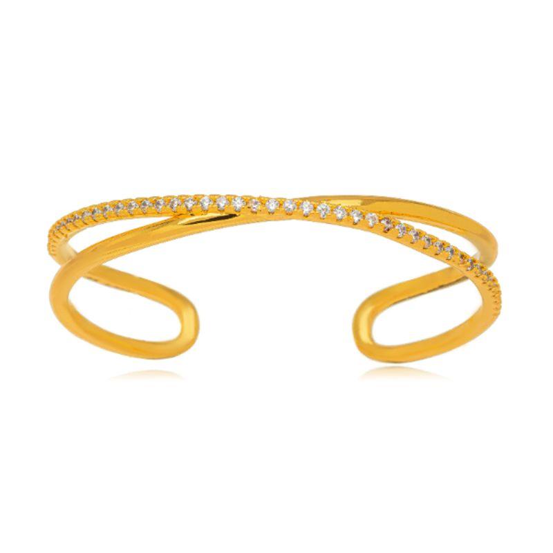PULSEIRA BRACELETE CROSSOVER GOLD: DESIGN TRANSPASSADO - BANHO DE OURO 18K