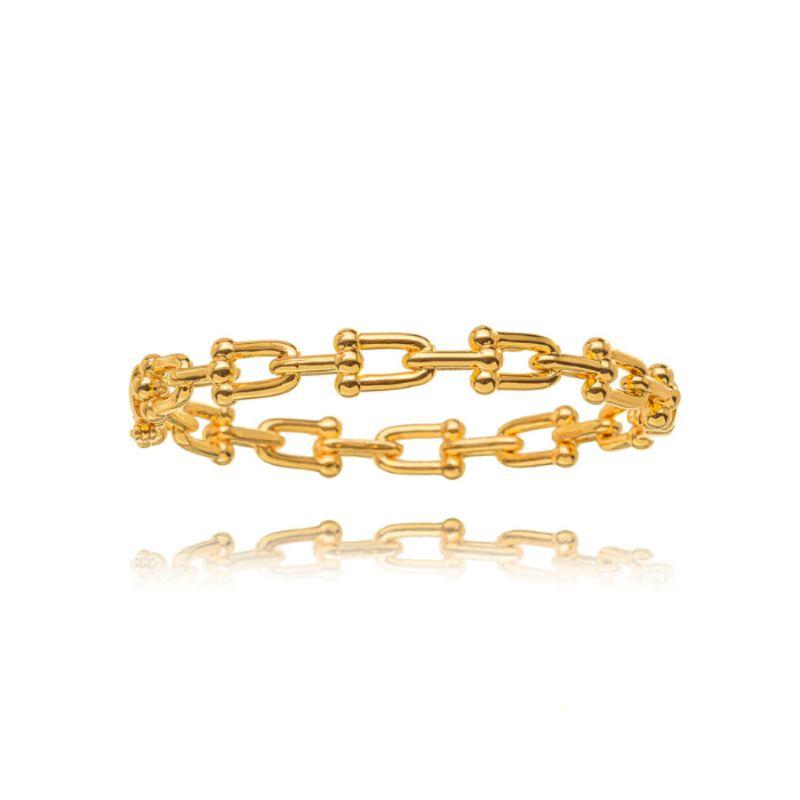 PULSEIRA BRACELETE ELOS GRADUADOS INDUSTRIAL - BANHO DE OURO 18K