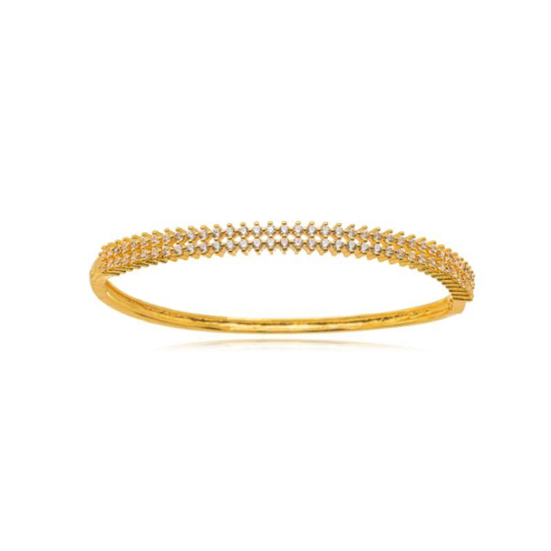 PULSEIRA BRACELETE ETERNITY DUO: FILEIRA DUPLA CRAVEJADA BANHADO A OURO 18K