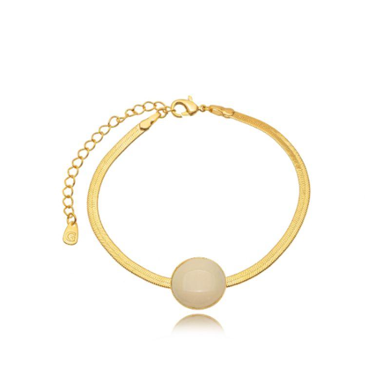 PULSEIRA LUMINOUS SNAKE: MALHA FITA E MEDALHA EM BANHO A OURO 18K