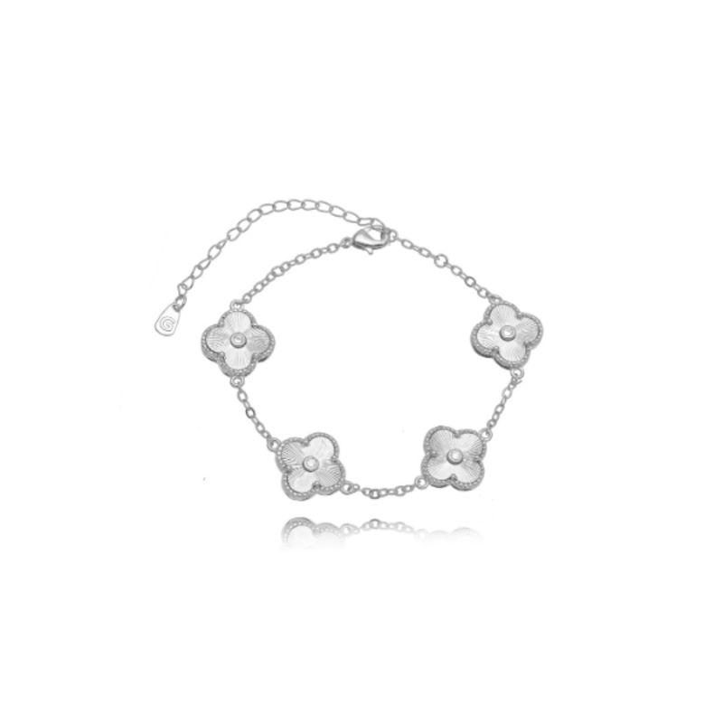 PULSEIRA TREVO RADIANCE EM BANHO DE RÓDIO BRANCO