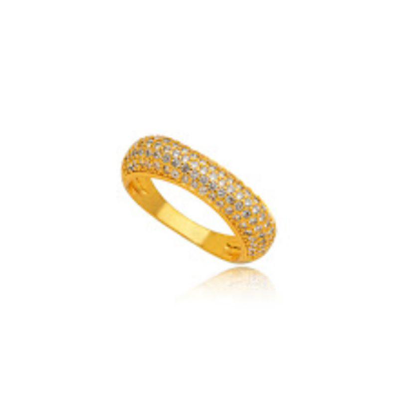 ANEL APARADOR BOMBÊ MICRO ZIRCÔNIAS - BANHO OURO 18K