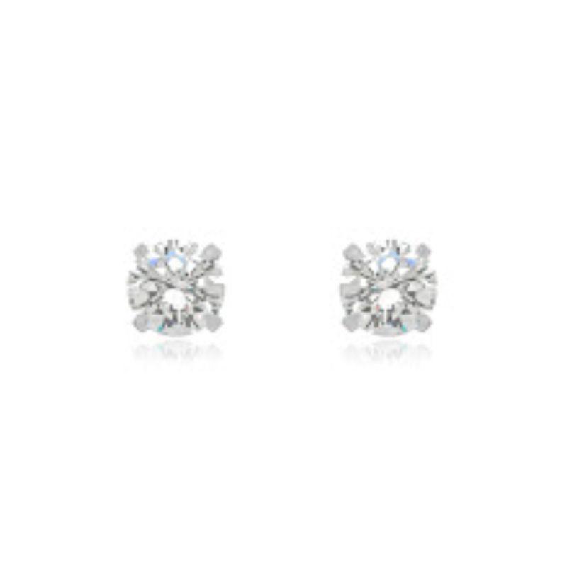 BRINCO SOLITÁRIO CAIXA ALTA ZIRCÔNIA CRYSTAL - BANHO DE RÓDIO BRANCO