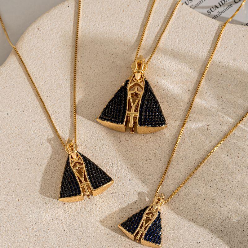 COLAR NOSSA SENHORA APARECIDA DUPLA FACE: FÉ E ELEGÂNCIA EM BANHO DE OURO 18K