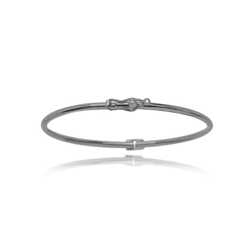 PULSEIRA BRACELETE RÍGIDO LISO ESSENTIAL  BANHO EM RÓDIO BRANCO