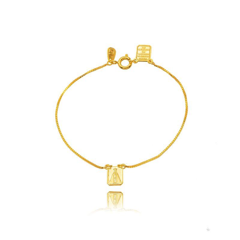 PULSEIRA ESCAPULÁRIO NOSSA SENHORA APARECIDA  BANHO EM OURO 18K